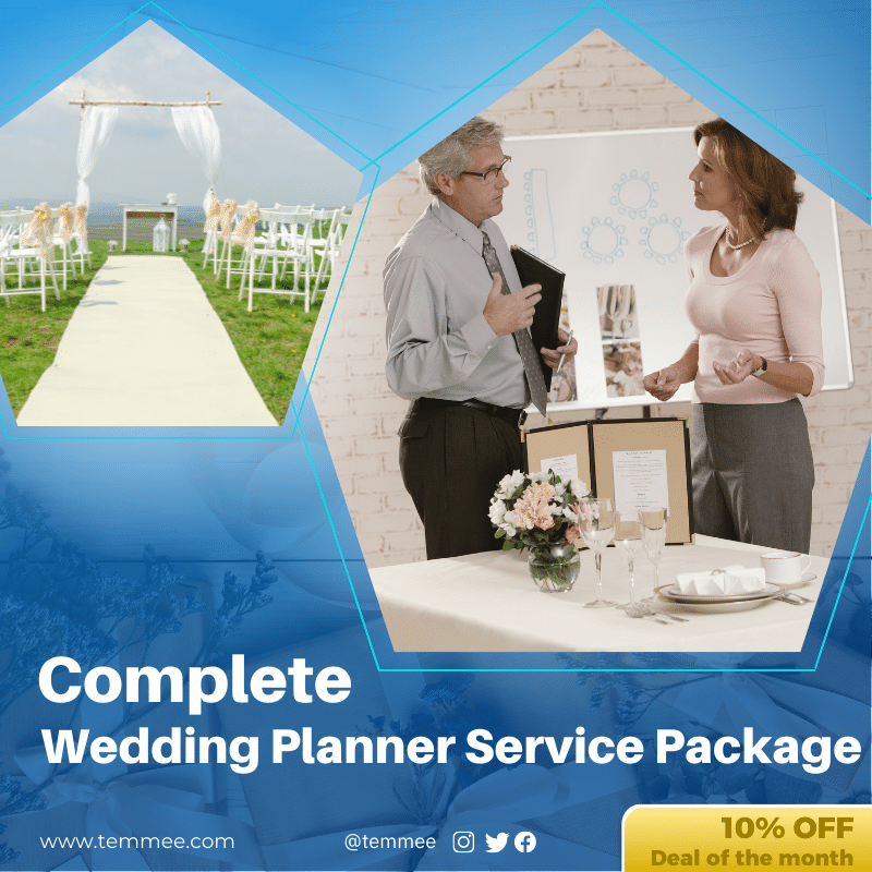 Light blue Wedding Planner Service Package, event planer, organizer Facebook, Instagram, Linkedin post template
