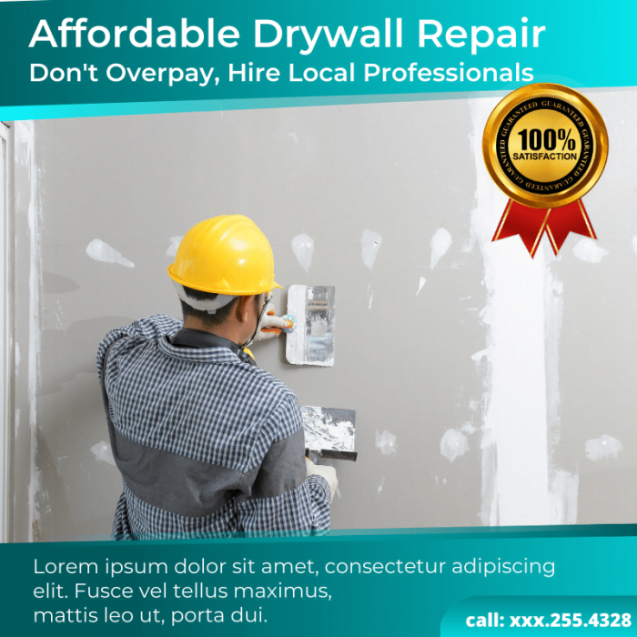 Light teal gradience Drywall Repair, construction, paint service company Canva Facebook, Instagram, Linkedin post template