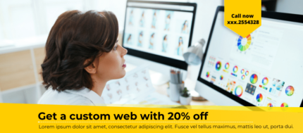 yellow gradience custom web design, custom web development service company Canva Facebook cover template
